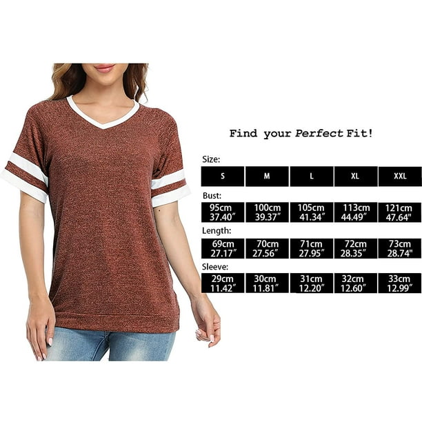 HTOOQ T-shirts à manches courtes et col en V pour femmes 