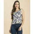 thumbnail image 5 of Moomaya Sleeveless V Neck Printed Georgette Top - Women's Trendy Peplum Top, 5 of 9