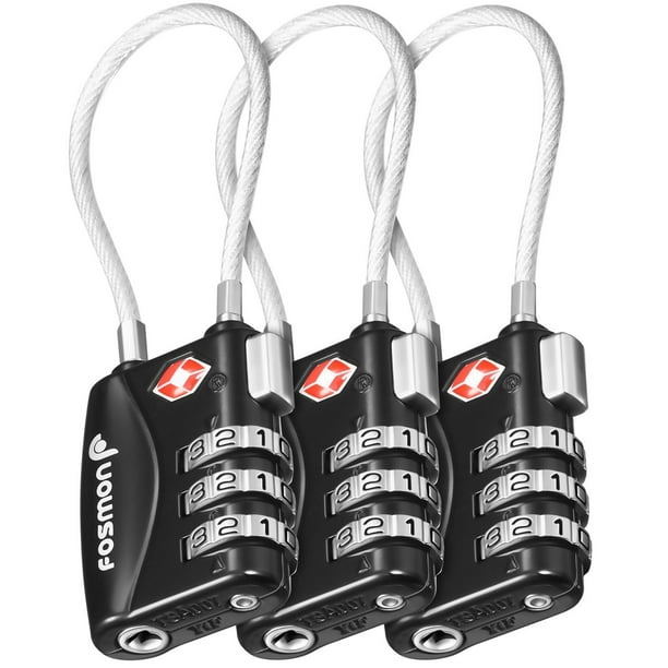 Fosmon TSA Approved Luggage Locks, Fosmon 3 Digit Combination Padlock Codes with Alloy Body