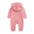 thumbnail image 5 of Infant Girls Fleece Romper - Warm Windproof Long Sleeve Winter Romper With Bear Ears Hood Baby Girl Winter Clothes Newborn Baby Boy Photoshoot Outfits 0-3 Months, 5 of 6