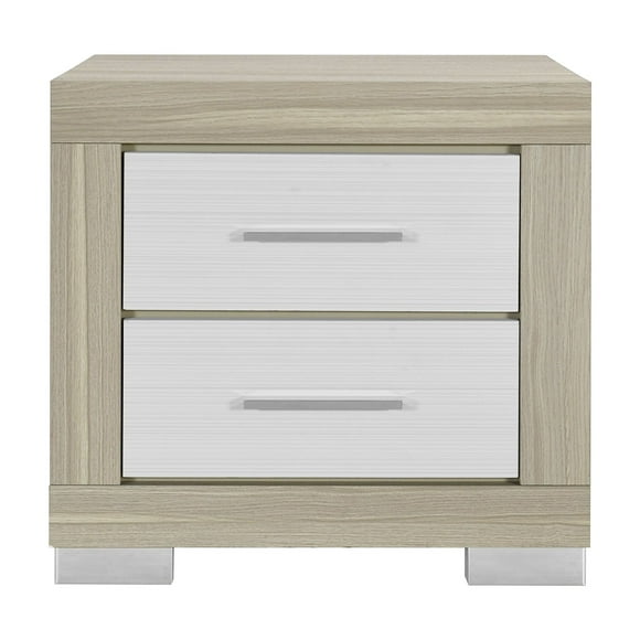 Emma Table de Chevet en Bois Naturel-Blanc