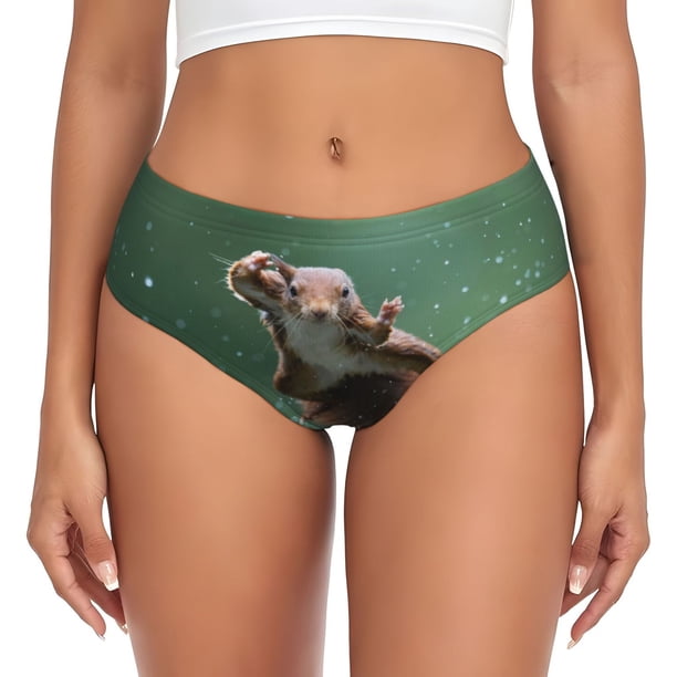 Fotbe Squirrel Calzones Estampados para Mujer – Ropa Interior de Algodón, Cómoda, Suave y Elástica-X-Small