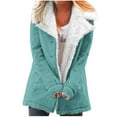 thumbnail image 2 of Spring Saving GaThRRgYP Winter Coats for Women Clearance,Women Plus Size Winter Warm Composite Plush Button Lapels Jacket Outwear Coat, 2 of 5
