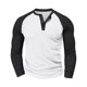 thumbnail image 2 of Blusas y camisas de manga larga y cuello redondo para hombre, blusas casuales de color liso con botones y cuello redondo, blusas de poliéster para hombre, 2 of 5