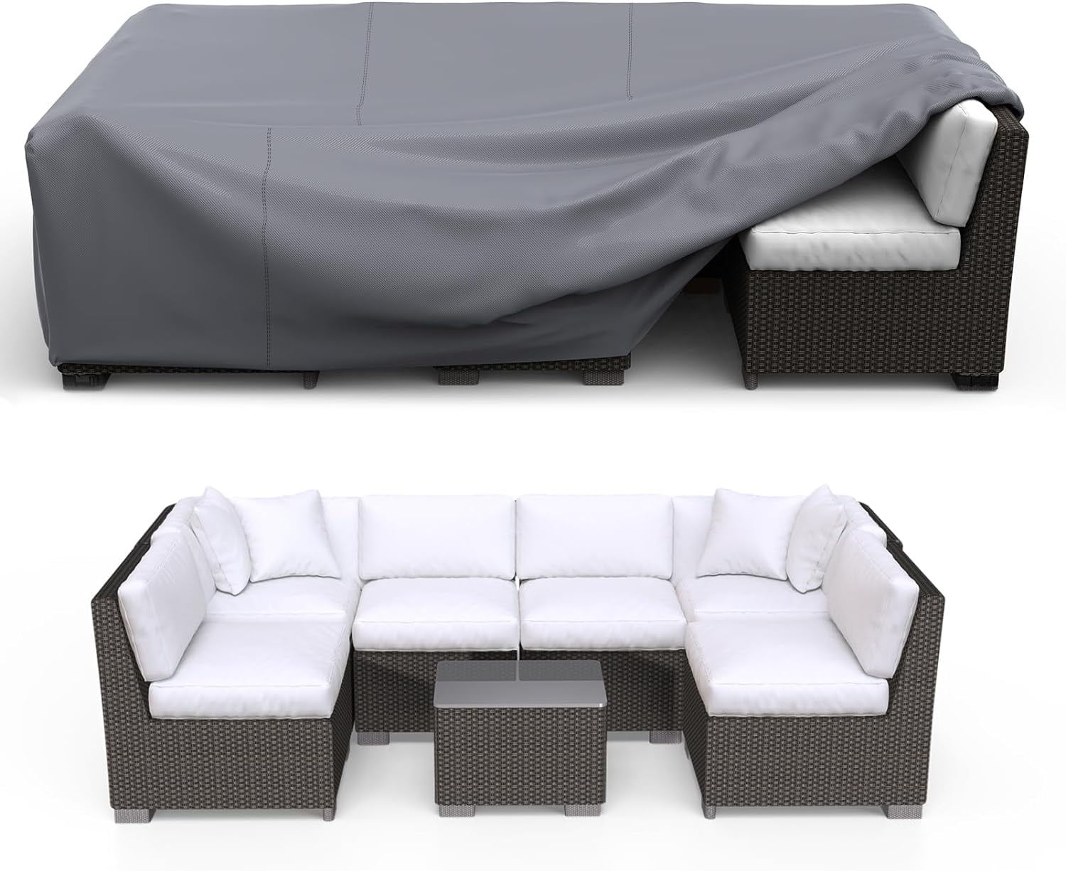 Heavy Duty Outdoor Patio Furniture Covers Waterproof Sectional Sofa Table and Chair Set Protection 108L x 82W x 28H Inches