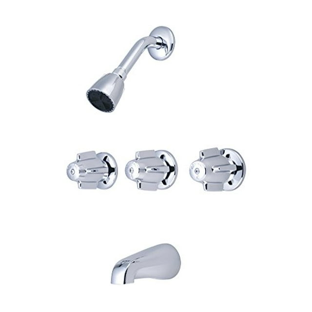 Central Brass 0971-Z Three Handle Tub and Shower Set, Chrome