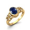 thumbnail image 2 of 7X5mm Oval Shape Synthetic Blue Sapphire 925 Sterling Silver Gold Vermeil Celtic Shank Solitaire Valentines Day Gifts Ring, 2 of 4