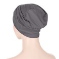thumbnail image 3 of Chemo Headwear for Women Flower Pleated Beanies Stretch Elastic Turbans Soft Cancer Hats Head Coverings Scarf,Dark Gray, 3 of 6