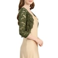 thumbnail image 4 of INSPIRE CHIC Women's Shrugs Floral Lace Cardigan 3/4 Sleeves Sheer Cover Up Top XL Olive Green, 4 of 7