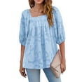 thumbnail image 2 of Blusa de Mujer manga corta Sonducket camisa holgada ropa de verano Azul M, 2 of 6