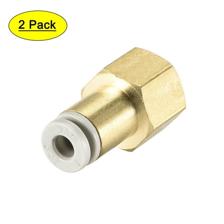 

Push to Connect Tubing Fittings 4mm Tubing OD x 1/8 PT Female Straight Pneumatic Connector Golden Tone 2Pcs