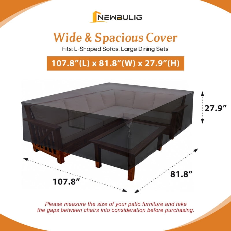 Gianna 108 Inch Heavy Duty Rectangular Patio Furniture Cover - 600D Waterproof Outdoor Sofa & Rectangular Furniture Set
