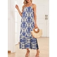 thumbnail image 3 of Vestido de verano para mujer Dokotoo, cuello en U, tirantes finos, azul, 3 of 5