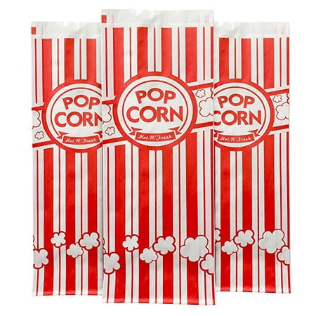 

2 oz Paper Popcorn Bags Bulk (100 Pack) Large Red & White Pop-corn Bag Disposable for Carnival Themed Party Movie Night Halloween Popcorn Machine Accessories & Supplies Individual Servings