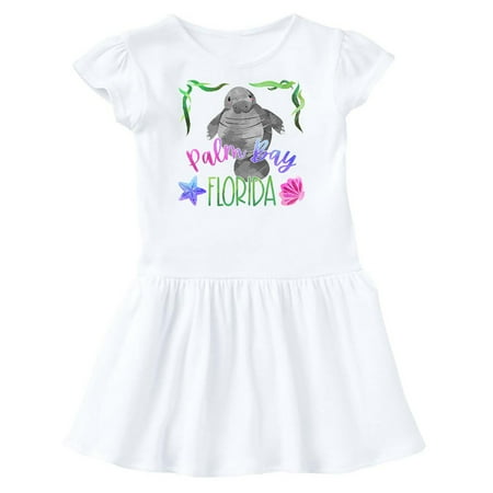 

Inktastic Palm Bay Florida Cute Swimming Manatee Gift Toddler Girl Dress