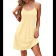 thumbnail image 3 of Vestidos de Verano para Mujer, con Tirantes Finos Ajustables, para Vacaciones en la Playa, Informales, Bonitos, con Bolsillos Amarillo L, 3 of 9