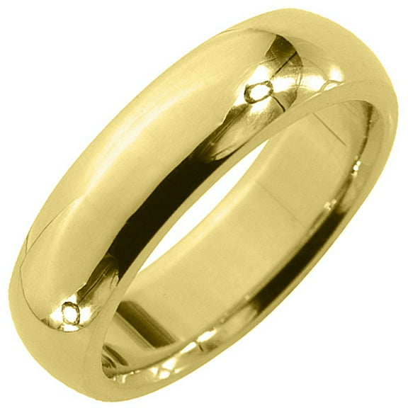 14K Yellow Gold Mens Wedding Band 6mm High Gloss Comfort Fit
