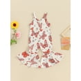 thumbnail image 5 of Musuos Toddler Girls Summer Flare Jumpsuit 6 12 18 24M 3 4T Floral/Butterfly Print Sleeveless Bell-Bottoms Romper, 5 of 9