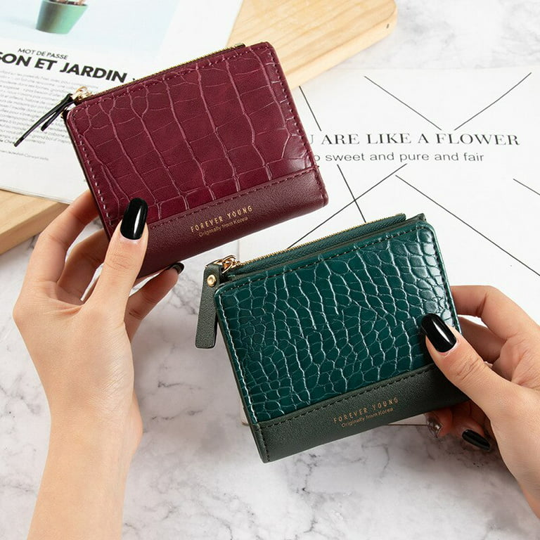 Cocopeaunts Small Womens Wallet Female Crocodile Pattern Zipper Coin Purses Luxury Designer Card Holder Clutch Ladies Money Bags Handbags, Adult