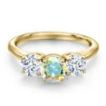thumbnail image 3 of Gem Stone King 18K Yellow Gold Plated Silver Mercury Mist Mystic Topaz and White Zirconia Engagement Ring for Women | 2.50 Cttw | Round 6MM | Gemstone November Birthstone | Size 6, 3 of 6