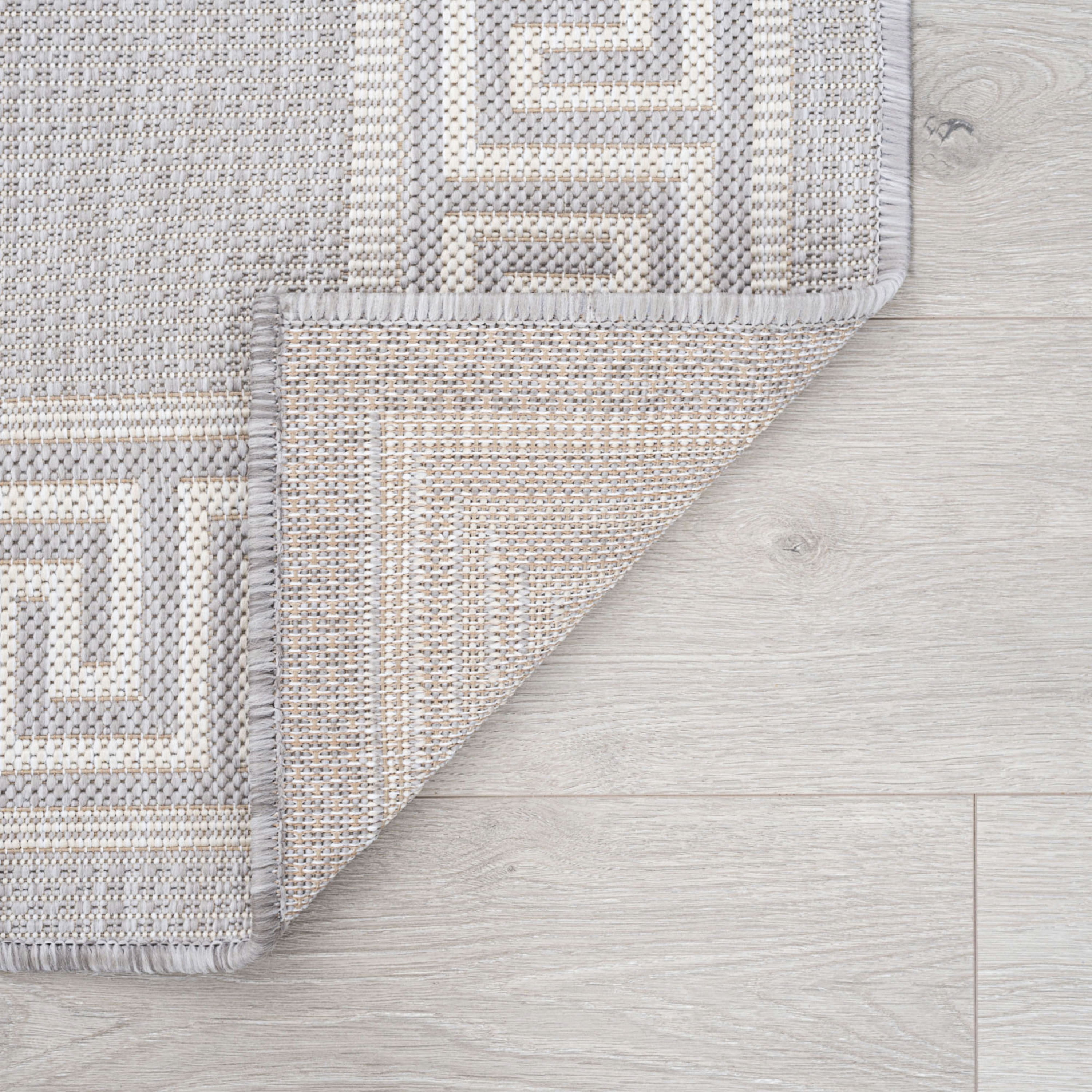 9x12 Water Resistant, Large Indoor Outdoor Rugs for Patios, Front Door Entry, Entryway, Deck, Porch, Balcony | Outside Area Rug for Patio | Gray, Greek Key | Size: 8'9'' x 12'2''