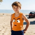 thumbnail image 2 of Boys Funny Face Tank Top Sleeveless Crewneck Kids Cartoon Character Shirt Orange Summer Soft Polyester Spandex Casual Tops,Size 10 T, 2 of 6