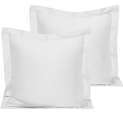 NTBAY 500 Thread Count 2 Pack Cotton Euro Bed Shams, Super Soft and Breathable Square Pillow Shams, 26 x 26 Inches, White
