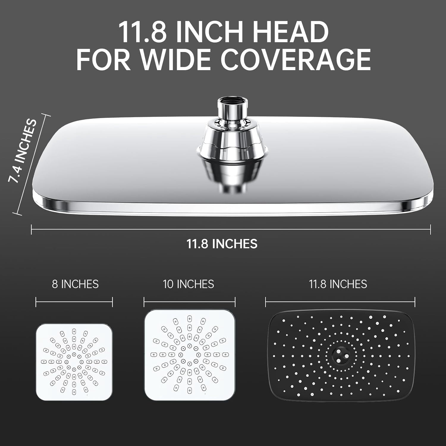 11.8 Inch Rain Shower Head with Handheld- High Pressure Dual Shower Heads with 5 Modes Handheld Spray Combo- Wide Rainfall Showerhead with Hose, Bathroom Accessories, Christmas Gift, Chrome