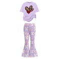 thumbnail image 5 of Gaexia Girls Two Piece Outfits,Valentine's Day Girls Outfit Cute Bow Heart Print Short Sleeve Top With Flare Leg Pants Toddler Two Piece Matching Fashion Clothes,7-8 Years, 5 of 6