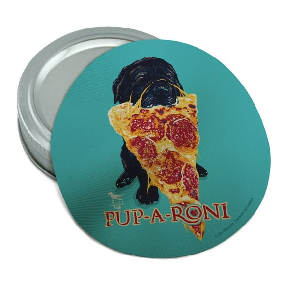 Pup-A-Roni Pepperoni Pizza Puppy Dog Humor Funny Round Rubber Non-Slip Jar Gripper Lid Opener