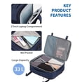 thumbnail image 3 of WANDF Expandable Travel Backpack 17 In Laptop Carry On Backpack with USB Pocket Wet Pocket,Waterproof Underseat personal item travel bag, Large Casual Daypack for Weekender Business(Navy Blue), 3 of 11