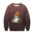 thumbnail image 5 of DOSUKRAI Halloween Sweatshirts for Women Spooky Season Funny Long Sleeve Graphic Crewneck Pullover Tops Cute Ghost Sweater Brown,XL, 5 of 9