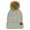 2 Tone Light Grey, variant on YJ-820 Thick Cable Knit Hat Faux Fur Pom Pom Fleece Lined Cuffed Beanie Camel