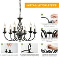 thumbnail image 4 of Garwarm 22.8 in. 6-Light Vintage French Country Chandelier, Farmhouse Candle Pendant Light Fixture for Kitchen Island Dining Room Living Room, 4 of 17