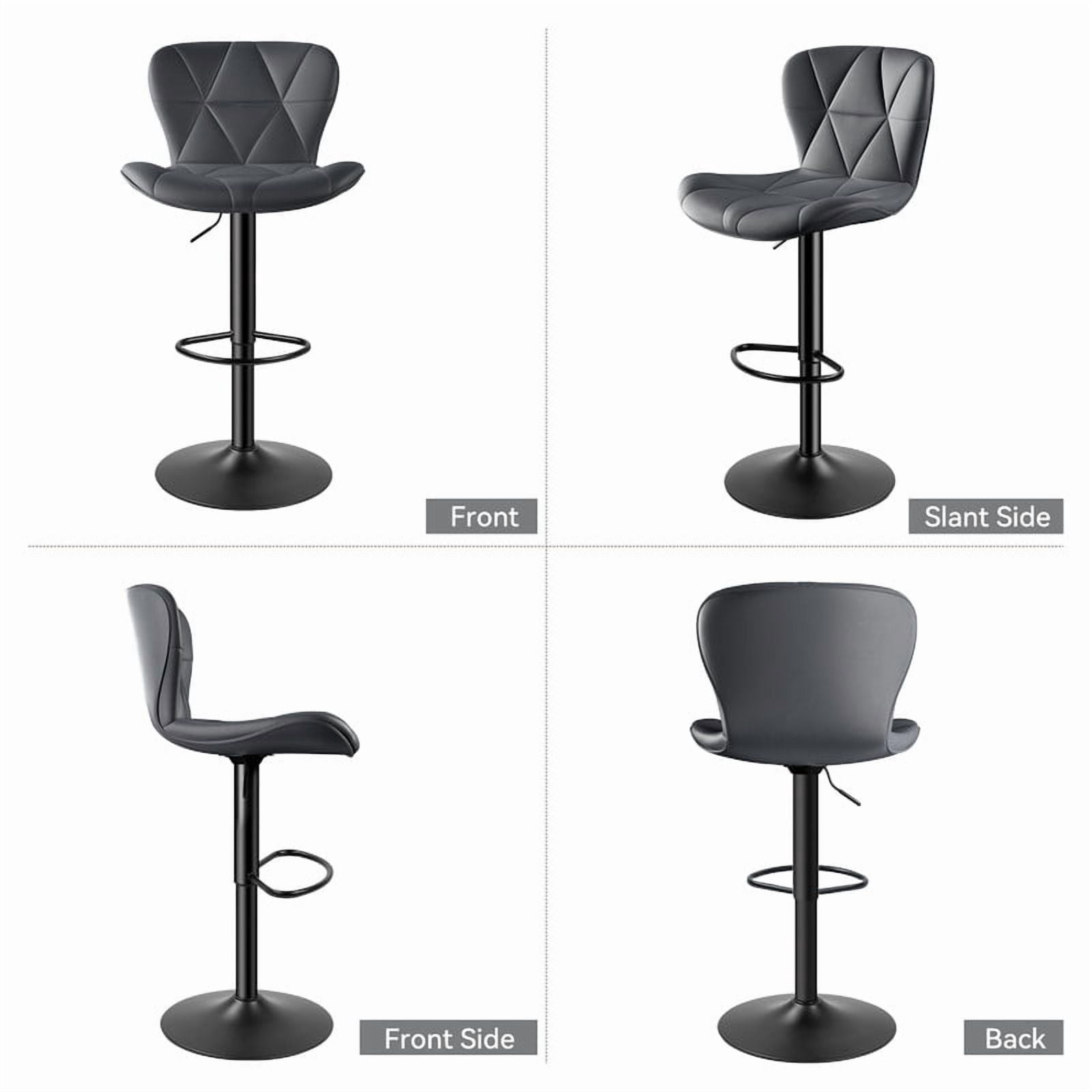 Daluvenix Modern Bar Stools Set of 1, Adjustable Swivel Counter Height Bar Chairs with Back, Faux Leather Upholstered for Kitchen Island, Dark Grey
