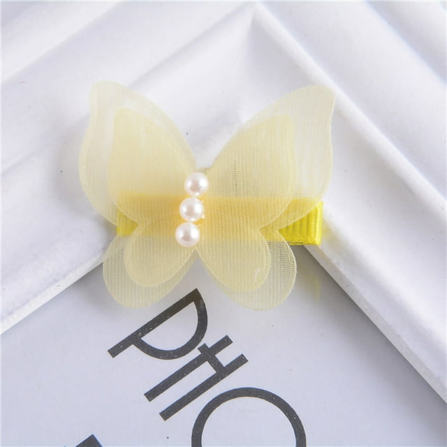 Pinzas para el pelo para niñas pequeñas, de gasa suave y con forma de corazón, accesorios para el pelo E2-032, amarillo