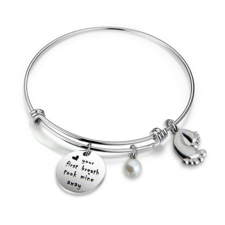 Your First Breath Took Mine Away Bracelet New Baby Shower Gift For New Mom (Best Place To Mine Breath Of The Wild)