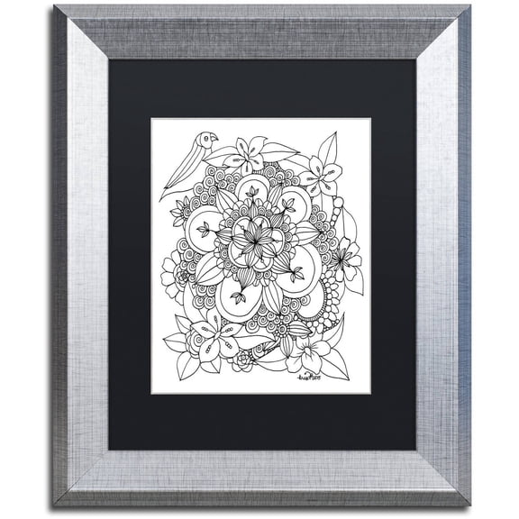 Trademark Fine Art "Fairies and Woodland Creatures 7" Canvas Art by KCDoodleArt Black Matte, Silver Frame
