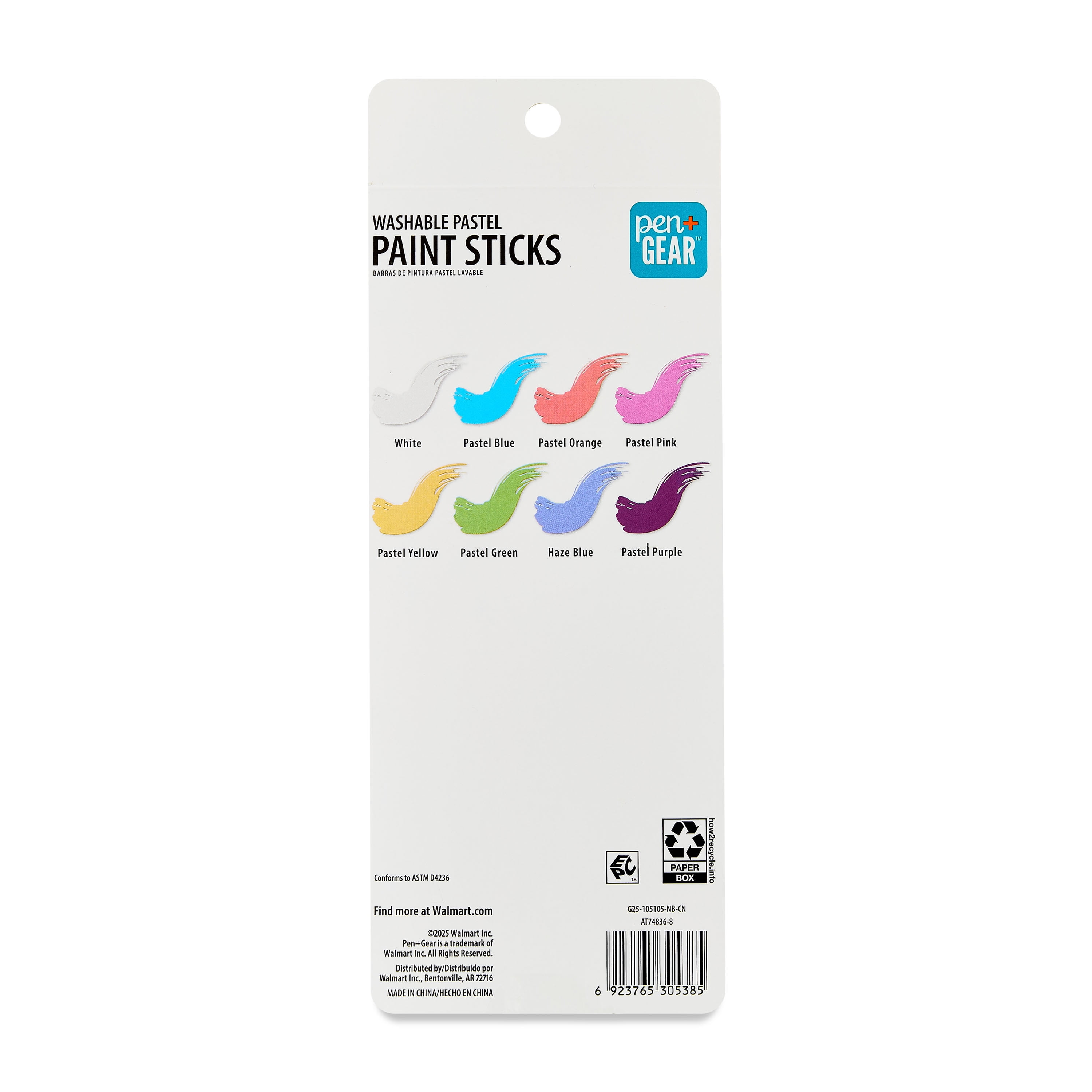 Pen+Gear 8 Paint Sticks For Kids, 8 Colors, Washable, Non-Toxic