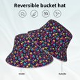 thumbnail image 2 of Yiaed Skull rainbow color mushroom Print Reflective Stripe Bucket Hat Unisex Funny Outdoor Fisherman Cap Beach Sun Hat, 2 of 5