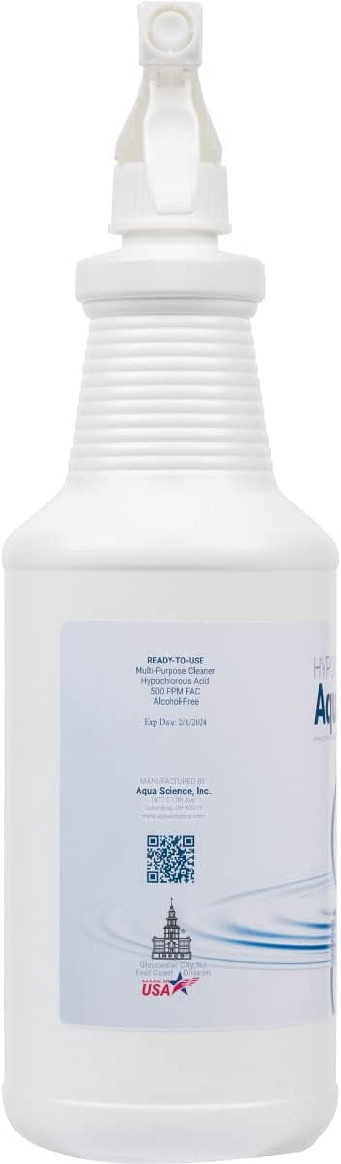 Aqua Science Hypochlorous Acid Spray - 500PPM HOCL 32oz All Purpose Cleaner