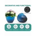thumbnail image 5 of 15 Large Flower Pots Set Of 2 Plastic Planters For Outdoor Indoor Plants With 3D Textures Weather-Resistant For Porch Garden Patio Or Indoor Use Gradient Cobalt Blue, 5 of 9