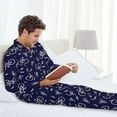 thumbnail image 6 of Picia Bicycle1 Pattern Men’s Long-Sleeve Sleepwear Set - Soft 2-Piece Loungewear with Pockets, Comfy PJs for Relaxing Nights-Medium, 6 of 7