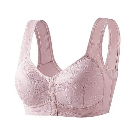Ashirexll Bras for Women Front Closure Middle-Aged and Elderly Bra Ultra-Thin Lightweight Breathable Comfortable Soft Gathering Posture Support Wireless Bras Purple M