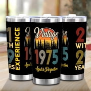 Tumbler 50th Birthday Gifts for Him, Her - 1975 50th Birthday Decorations, Cool 50 Year Old Gifts for Men, Women, Dad, Husband, Mom, Wife - Funny Turning 50 Ideas
