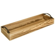 MyGift 16 inch Rustic Burnt Wood Rectangular Serving Tray with Handles
