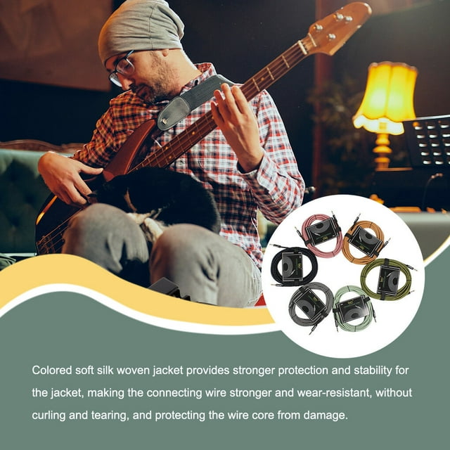 10m Guitar Cable Wire Cord Audio Cable Noise Musical Instrument Reduction Line Color Braided Shielded Cables Guitar Amplifier Accessories Pink