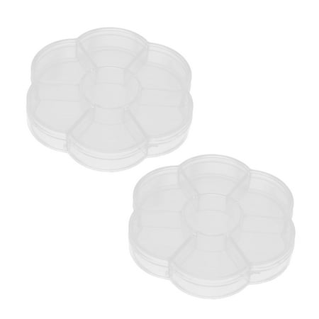 Unique Bargains Jewelry Beads Flower Design 7 Slots Storage Case Box Organizer Holder 2pcs