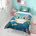thumbnail image 4 of Cat Snorkeling Underwater Duvet Cover and Pillowcase Set for Single Bedding, Bedroom Accessories for Kids Teens, 4 of 5