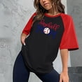 thumbnail image 2 of Camiseta holgada cómoda debajo de la cintura con cuello redondo y estampado elegante para mujer, blusa de manga corta, Tops informales OAVQHLG3B Store lin121212, 2 of 5